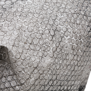 Black & White upcycled bubble wrap, eco friendly fabric created and colored by hand